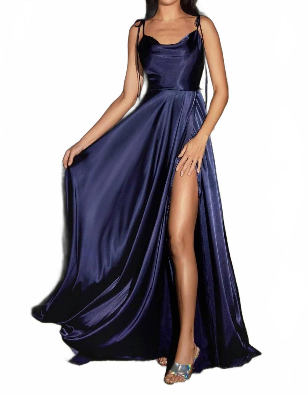 NEW LADIVINE satin a-line formal dress in navy